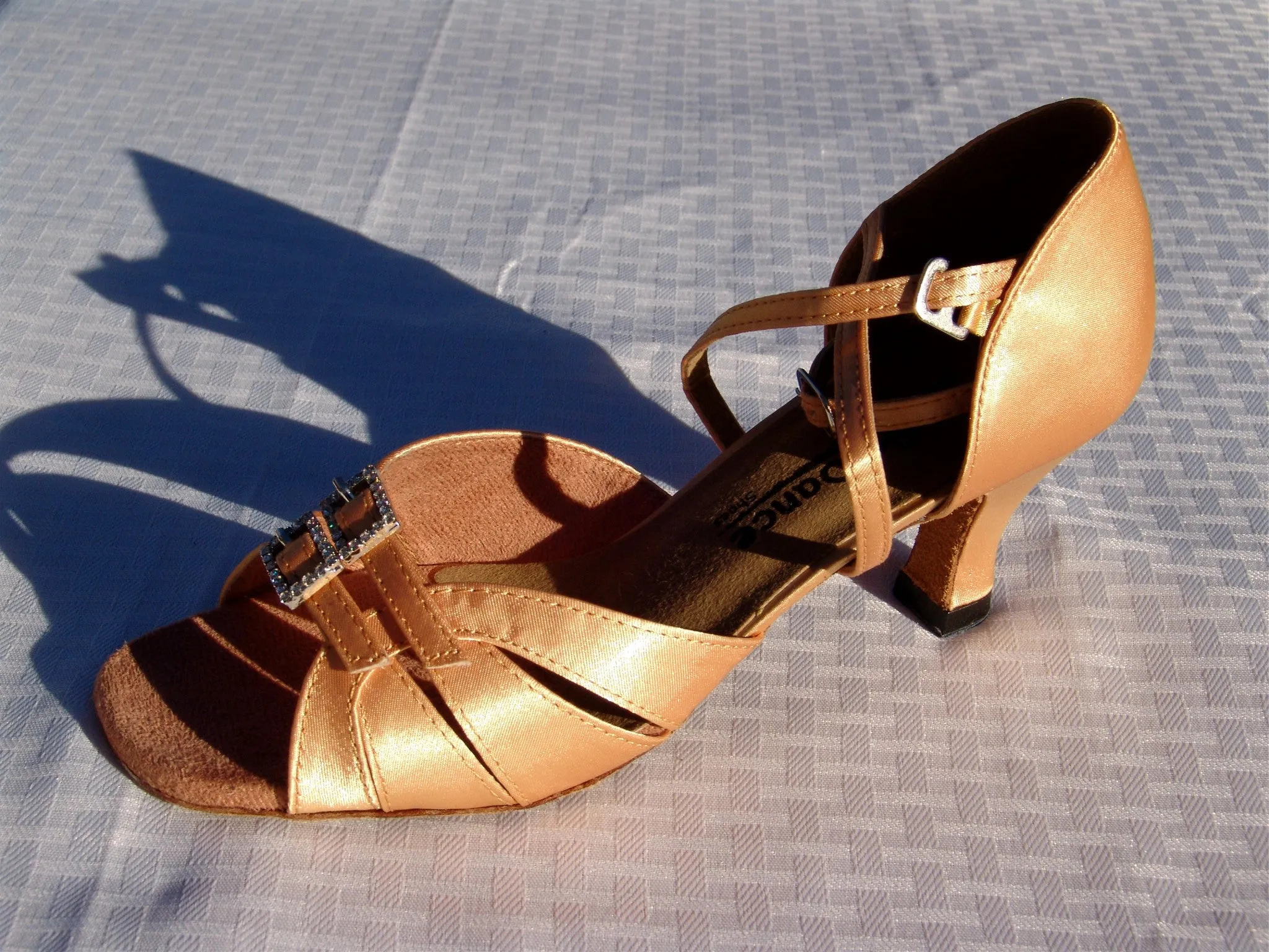 GO 9521 Tan Satin X - Strap Latin Shoe