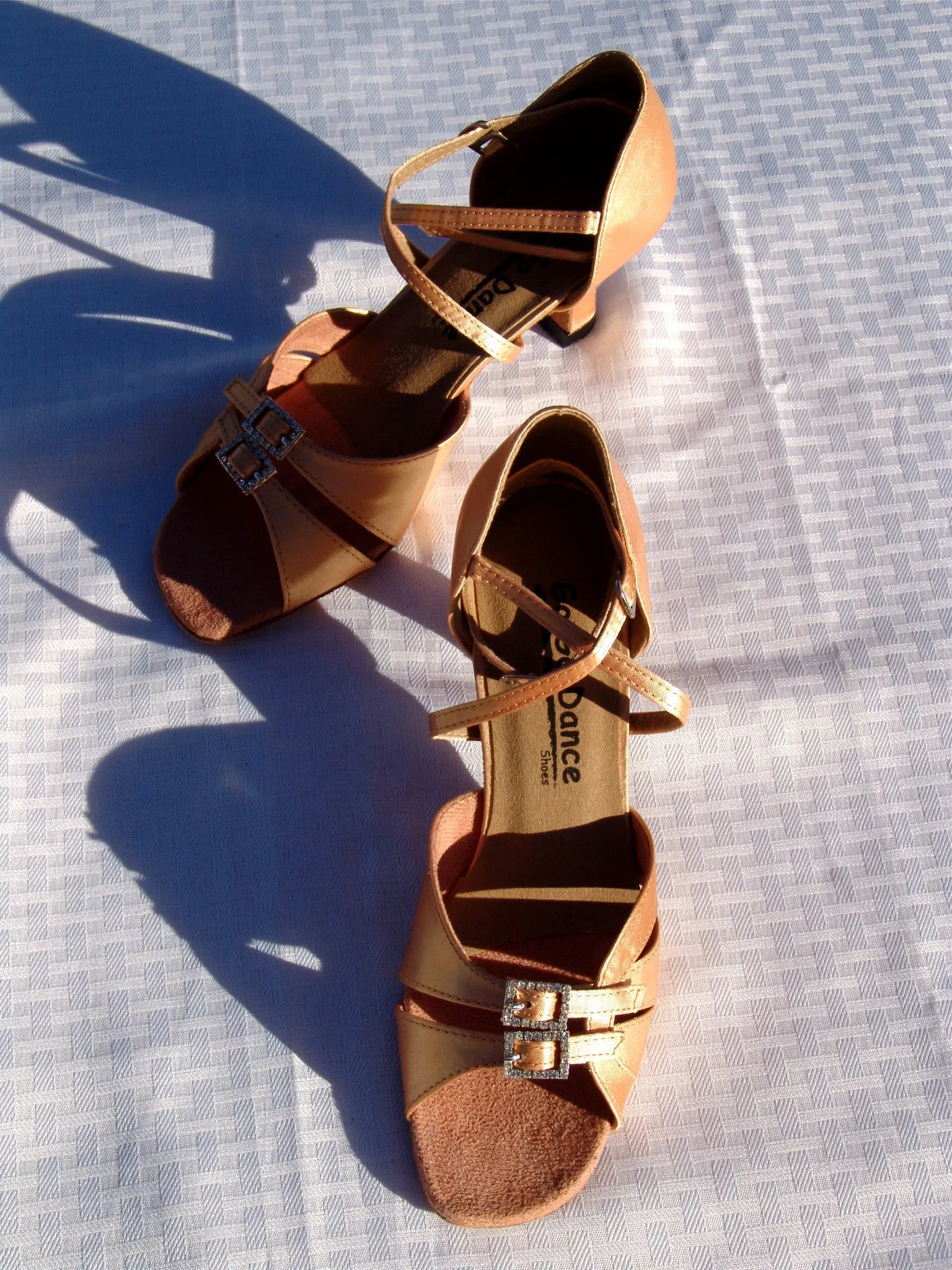 GO 9521 Tan Satin X - Strap Latin Shoe