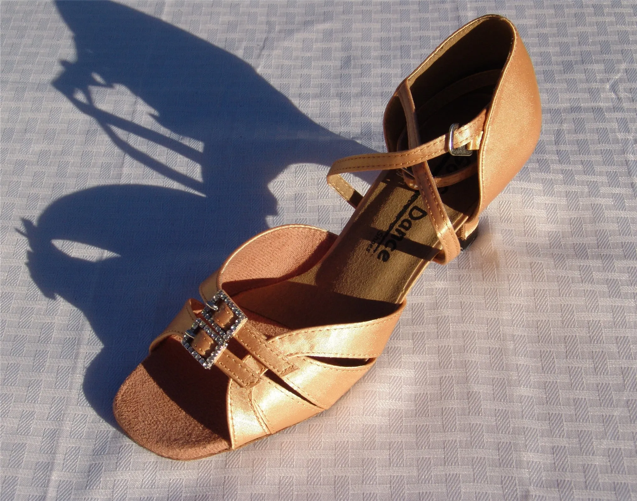 GO 9521 Tan Satin X - Strap Latin Shoe