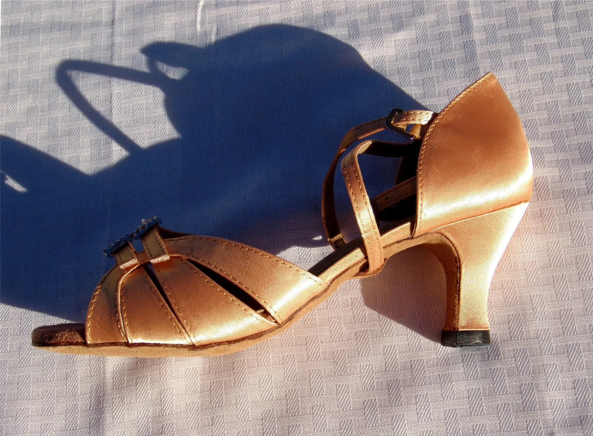 GO 9521 Tan Satin X - Strap Latin Shoe