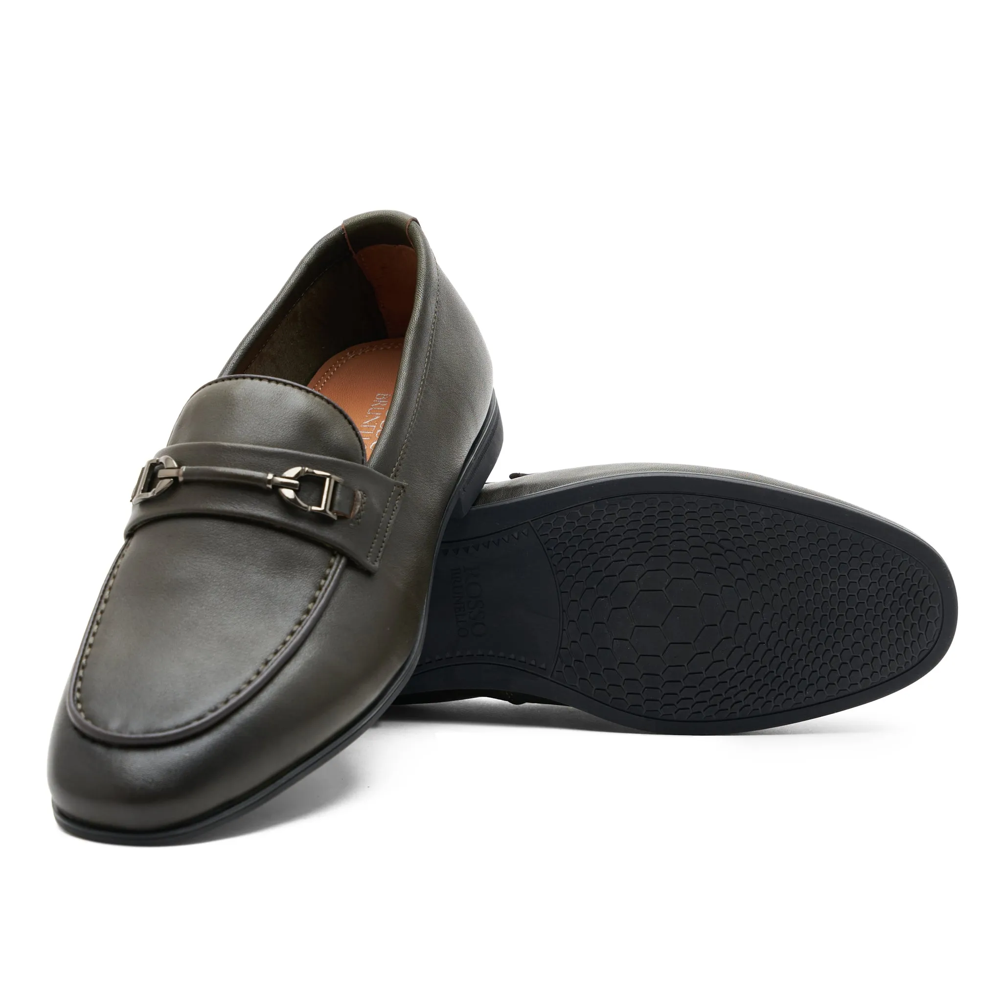Green Leather Panel Loafers