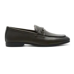 Green Leather Panel Loafers