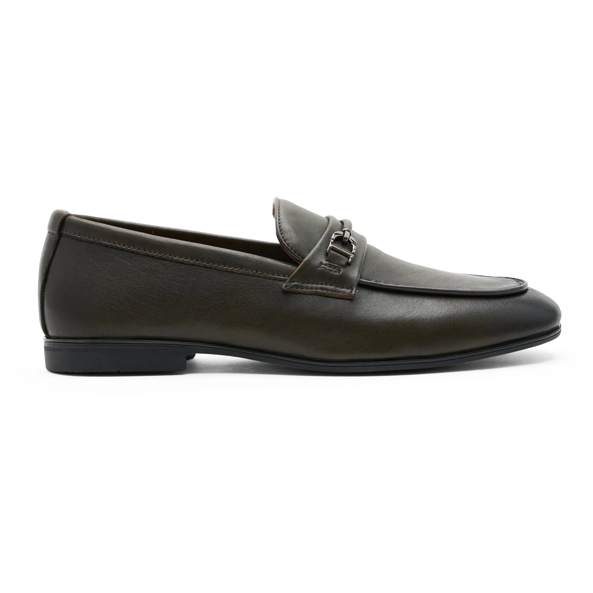 Green Leather Panel Loafers