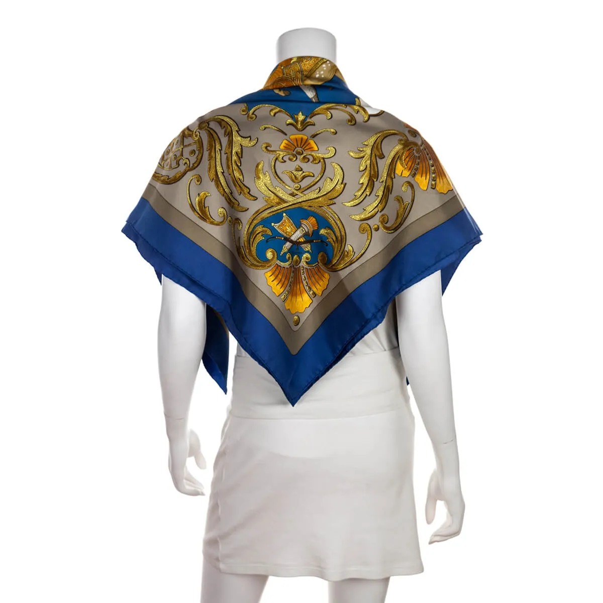 Hermes Blue Silk Cheval Turc Scarf 90