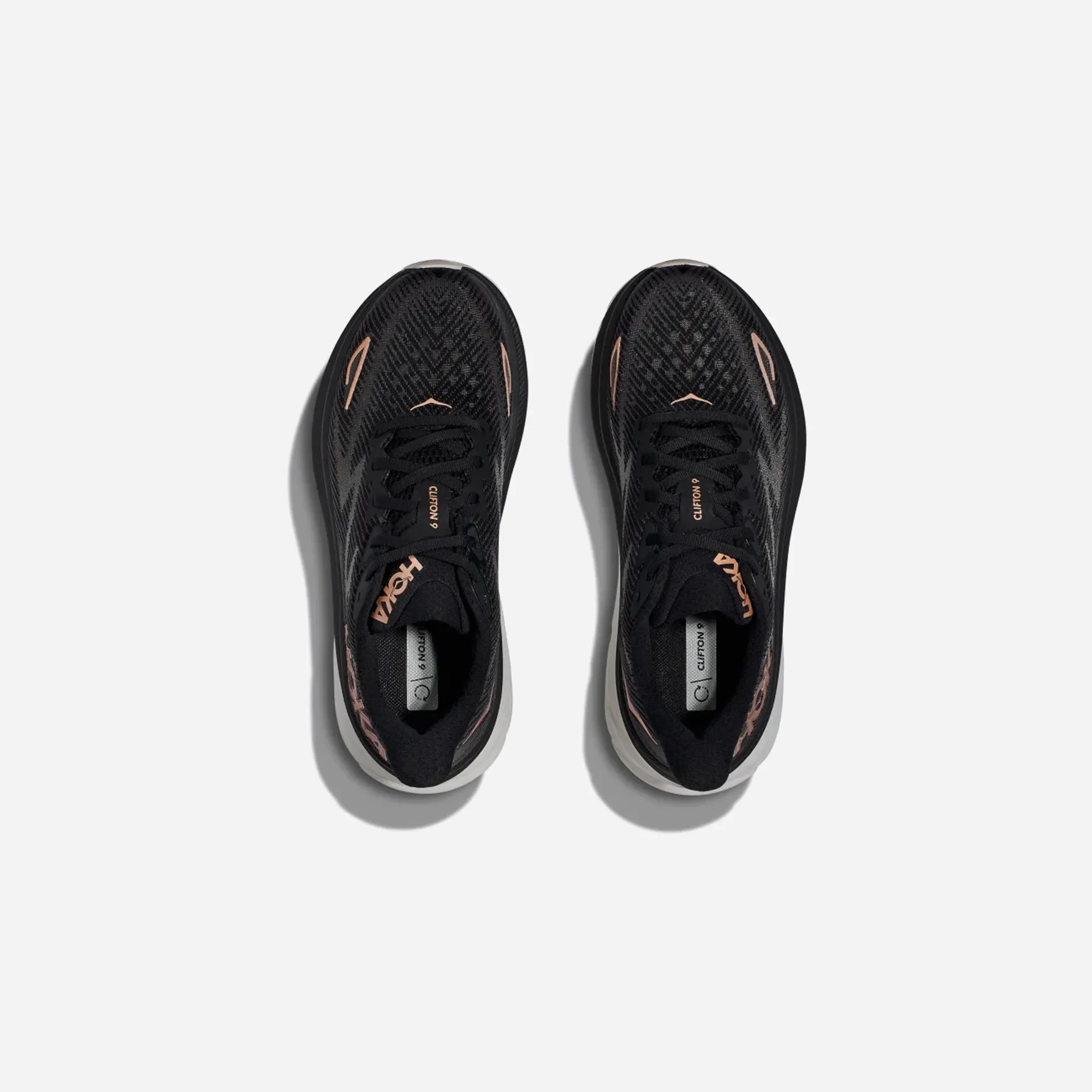 Hoka Clifton 9 black rose gold WMNS