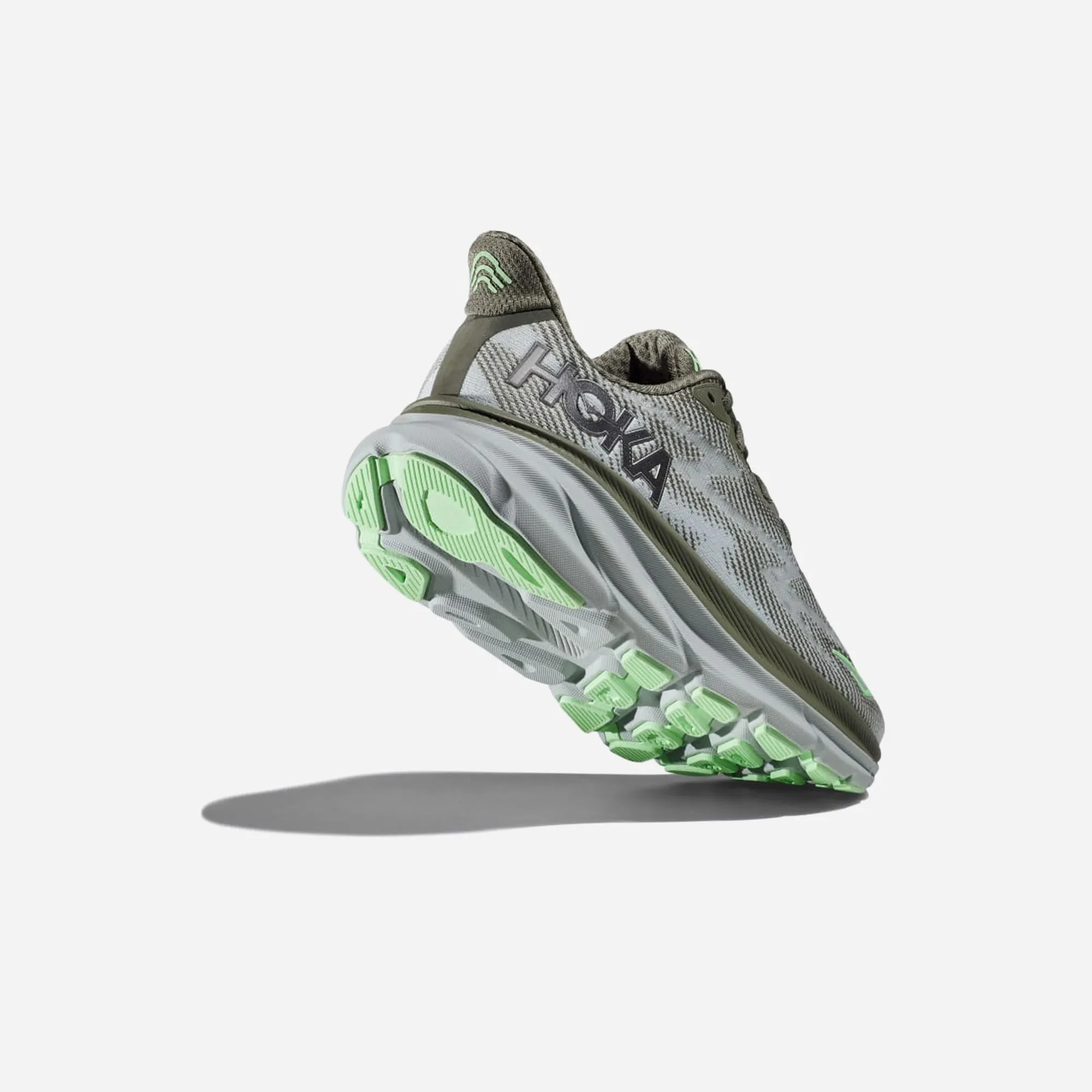 Hoka Clifton 9 olive haze mercury WMNS
