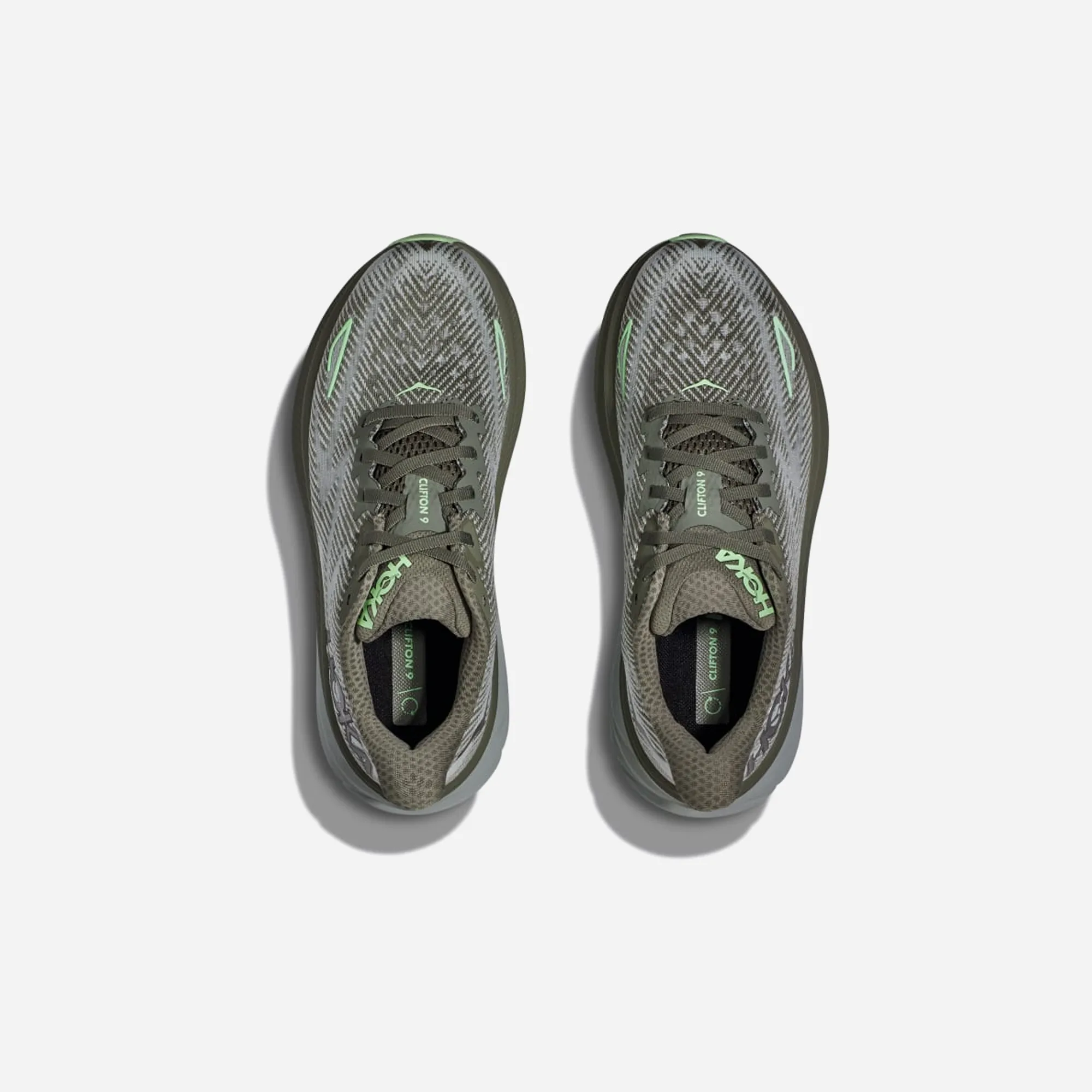 Hoka Clifton 9 olive haze mercury WMNS