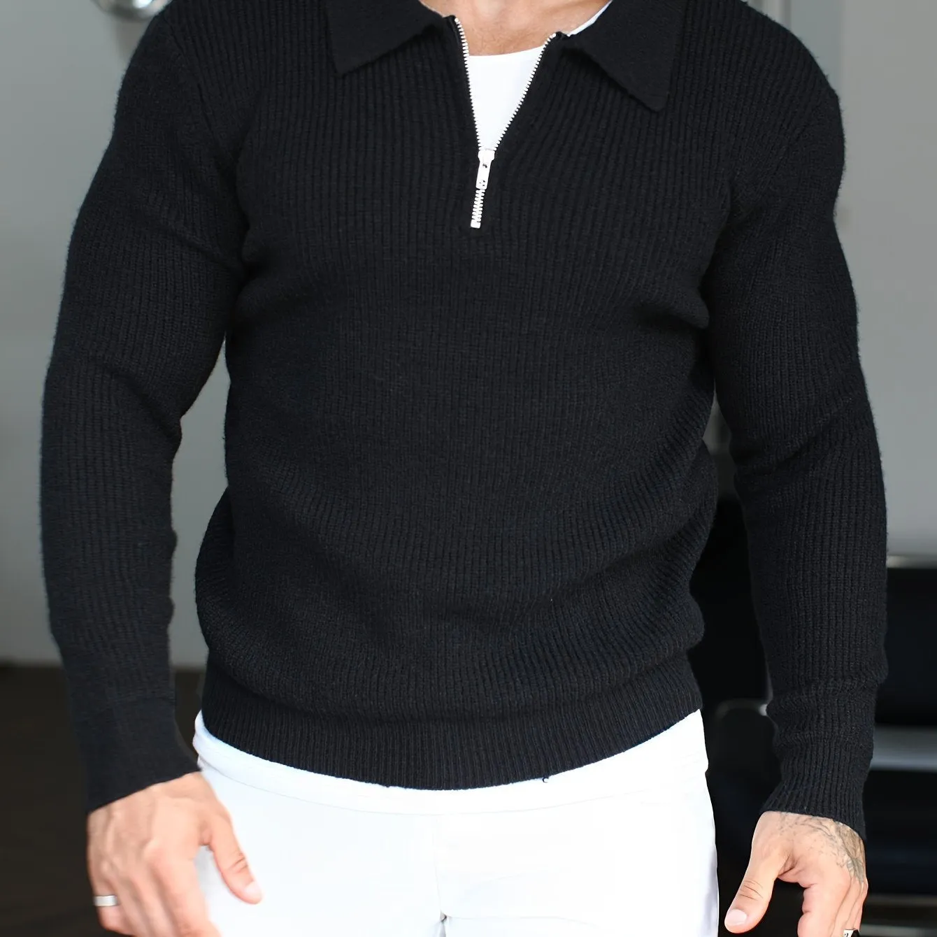 JAVIR | Solid Knitted Mens Sweater