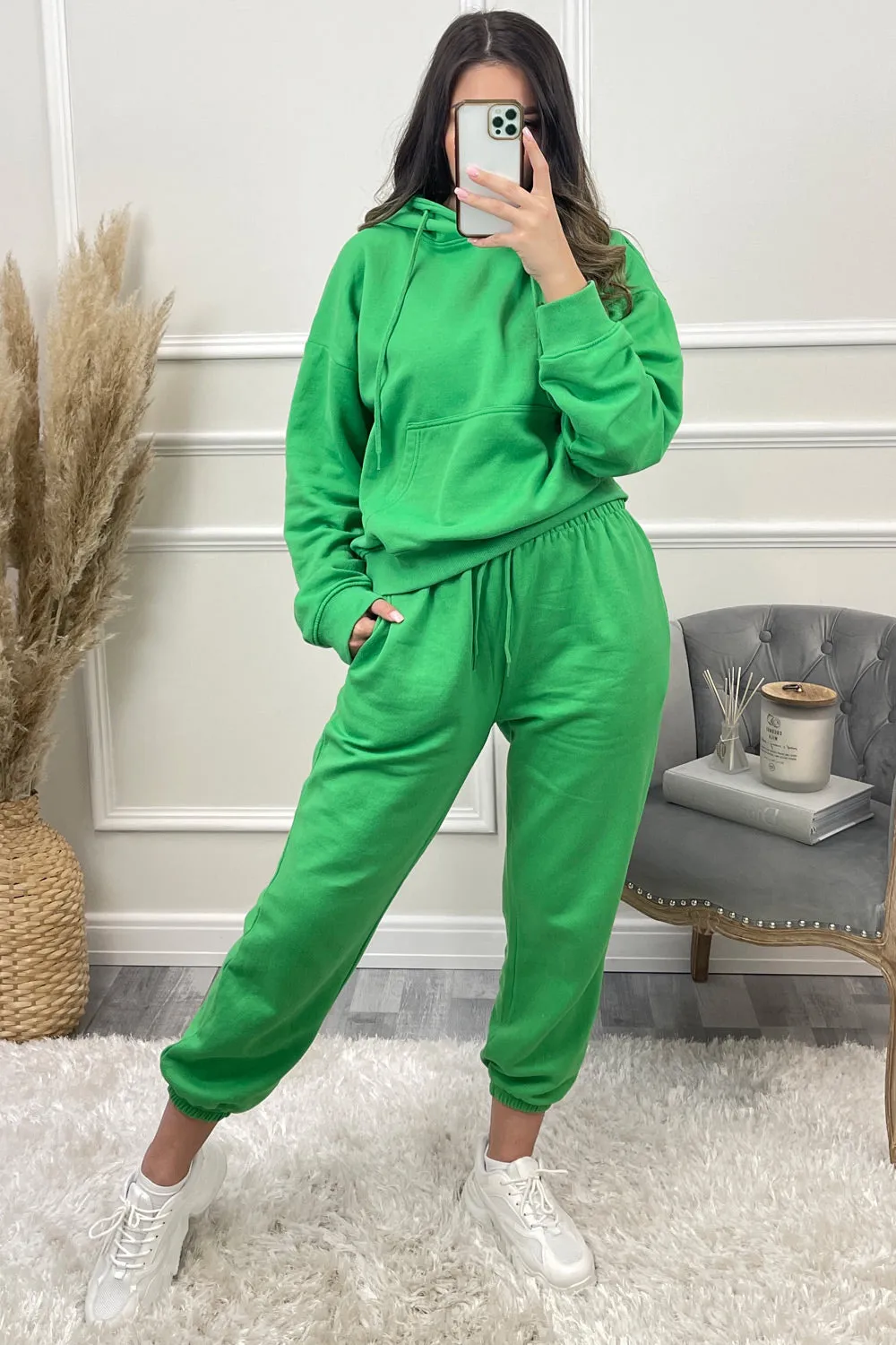 Lasey Green Pocket Detail Hoodie and Joggers Tracksuit Set