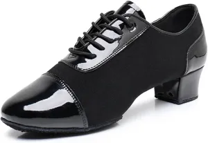 Latin Dance Shoes Man Ballroom Dancing Latin Dance Shoes Soft Soled Oxford Cloth Training Shoes Cha Cha Samba Social Dance Shoes Adult Training(Soft Heel 3.5cm,38)