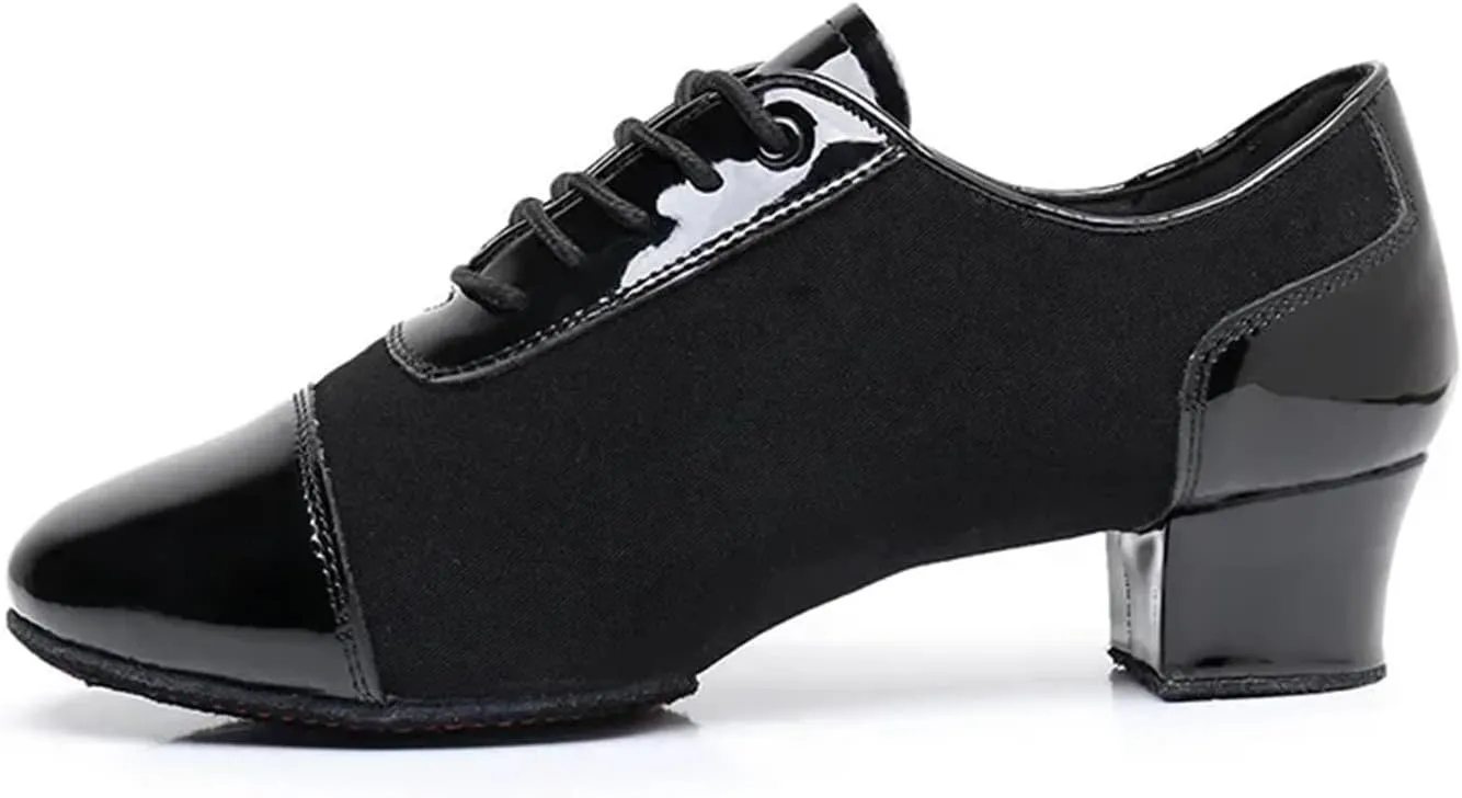 Latin Dance Shoes Man Ballroom Dancing Latin Dance Shoes Soft Soled Oxford Cloth Training Shoes Cha Cha Samba Social Dance Shoes Adult Training(Soft Heel 3.5cm,38)