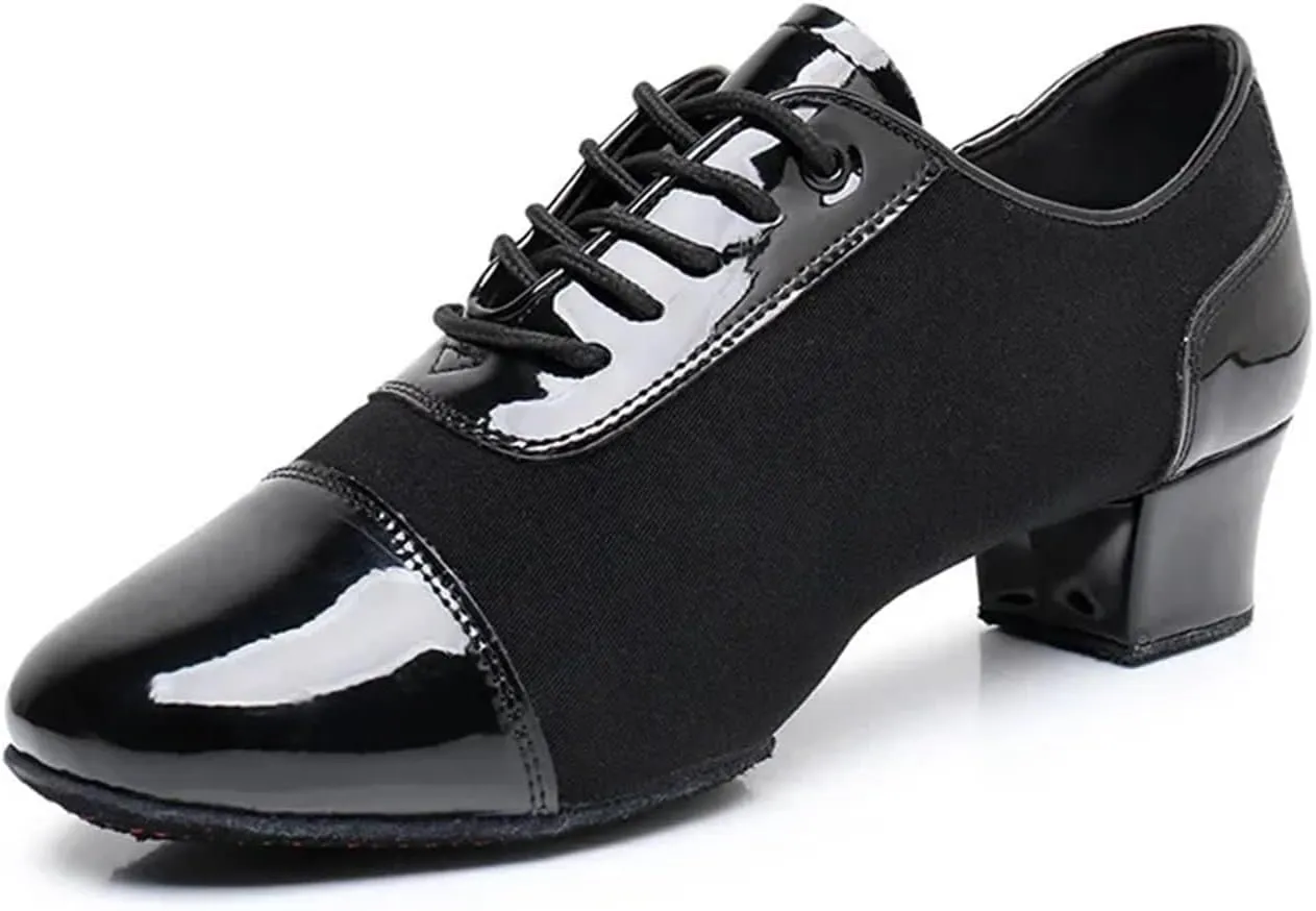Latin Dance Shoes Man Ballroom Dancing Latin Dance Shoes Soft Soled Oxford Cloth Training Shoes Cha Cha Samba Social Dance Shoes Adult Training(Soft Heel 3.5cm,38)