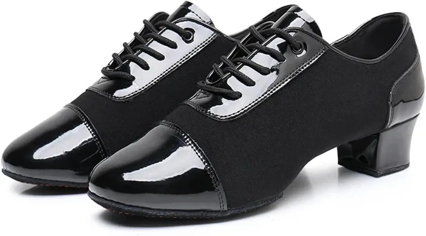 Latin Dance Shoes Man Ballroom Dancing Latin Dance Shoes Soft Soled Oxford Cloth Training Shoes Cha Cha Samba Social Dance Shoes Adult Training(Soft Heel 3.5cm,38)