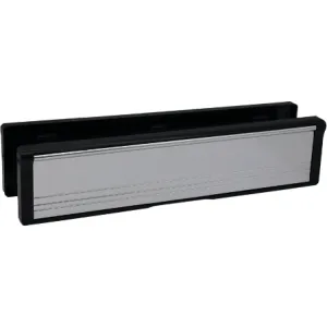 Letterplate Draught Proof - 250mm - Black  Frame Polished Silver  Flap