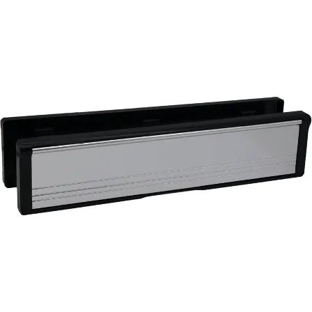 Letterplate Draught Proof - 250mm - Black  Frame Polished Silver  Flap