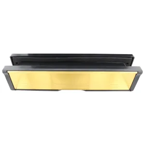 Letterplate Draught Proof 300mm Black  Frame Polished Gold  Flap