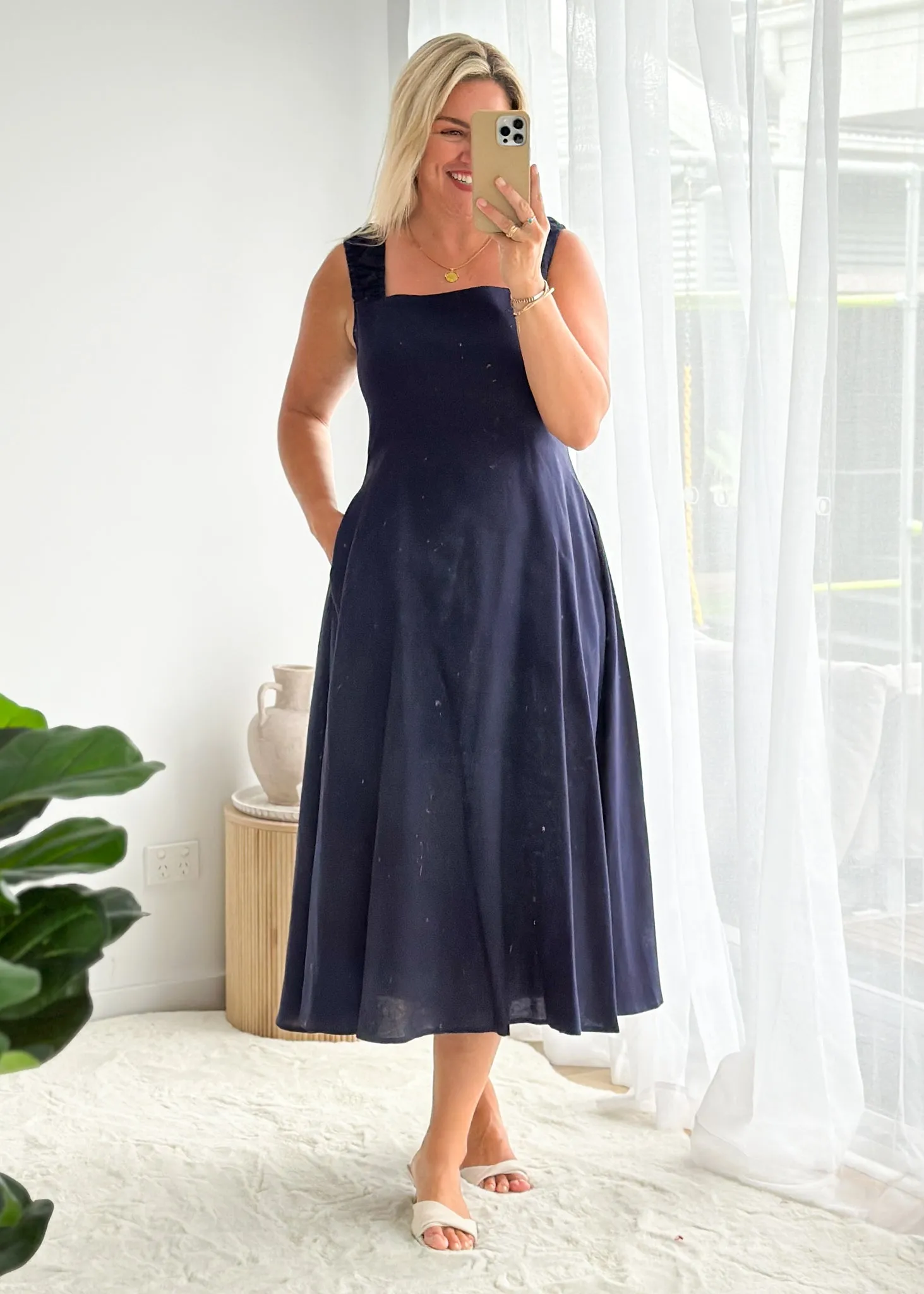 Lila Midi Dress - Navy