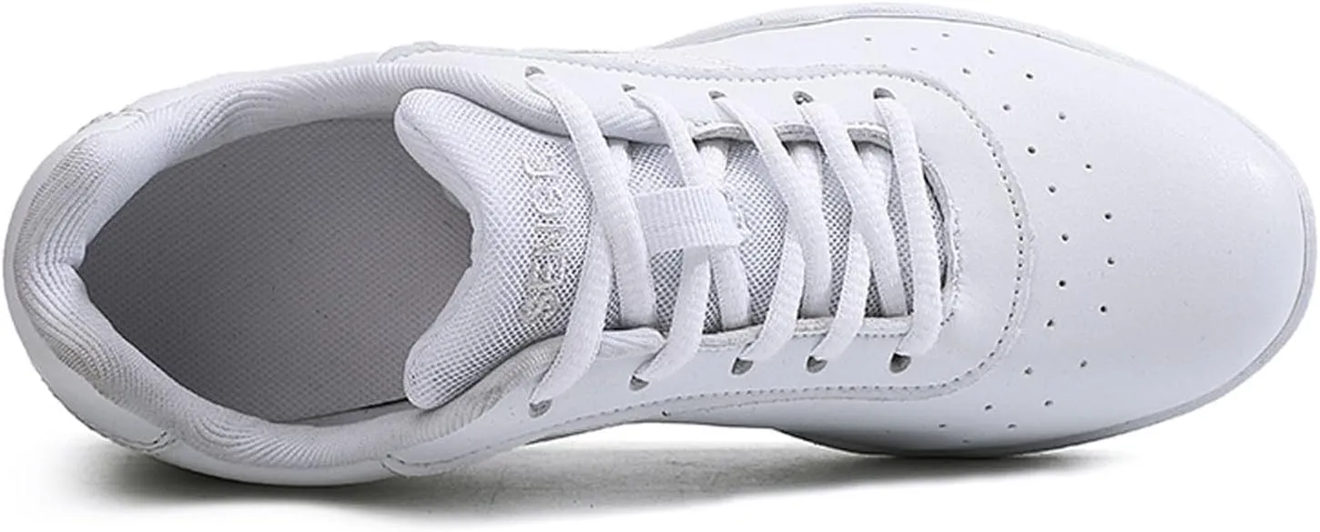 Meidiastra Cheerleading Dance Sneakers for Women Youth Girls White Competition Cheer Shoes Athletic Training Shoes Breathable(Adult/Kids)
