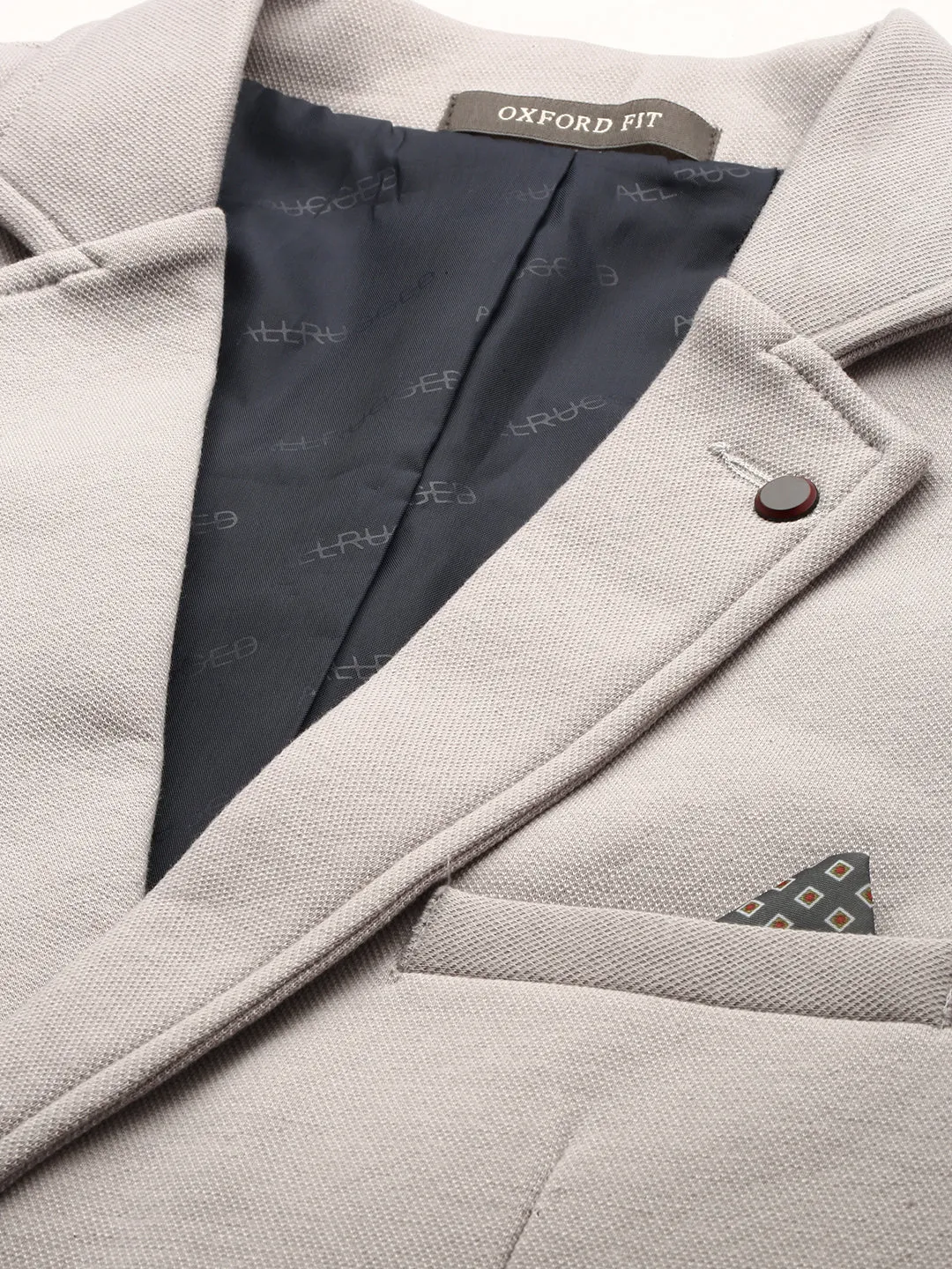 Men Grey Slim-Fit Single Breasted Cotton Blazers