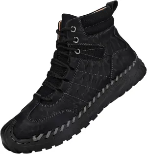 Men Work Boots Steel Toe Hiking Sneakers Warm Fur Lined Womens Safety Toe Shoes Soft Toe Work Botas Soft Toe Non Slip Rubber Sole Hike Grounded Footwear
