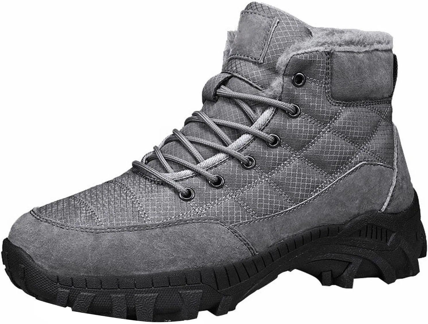 Men Work Boots Steel Toe Hiking Sneakers Warm Fur Lined Womens Safety Toe Shoes Soft Toe Work Botas Soft Toe Non Slip Rubber Sole Hike Grounded Footwear