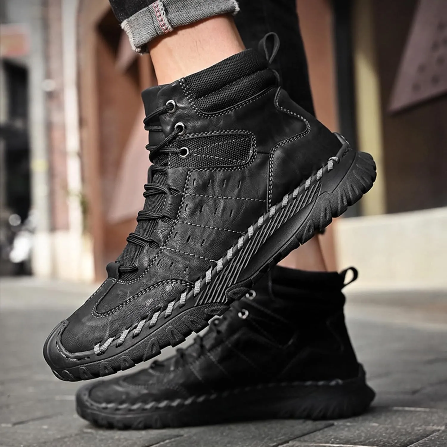Men Work Boots Steel Toe Hiking Sneakers Warm Fur Lined Womens Safety Toe Shoes Soft Toe Work Botas Soft Toe Non Slip Rubber Sole Hike Grounded Footwear