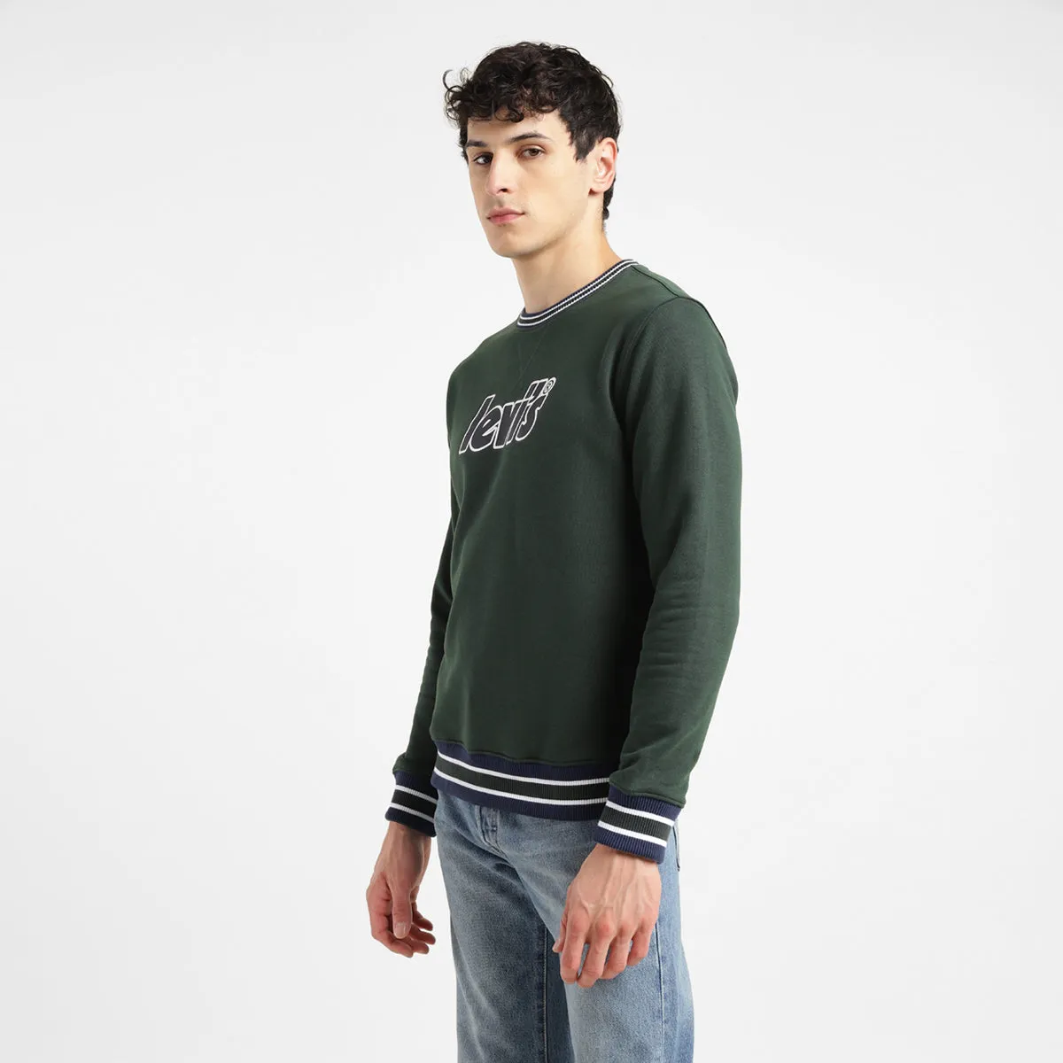 Men's Brand Logo Dark Crew Neck Sweatshirt