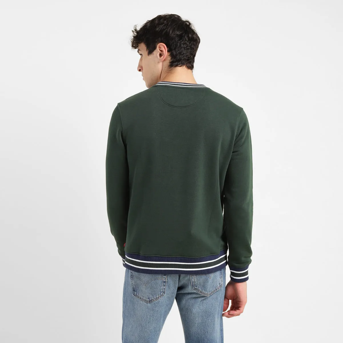 Men's Brand Logo Dark Crew Neck Sweatshirt