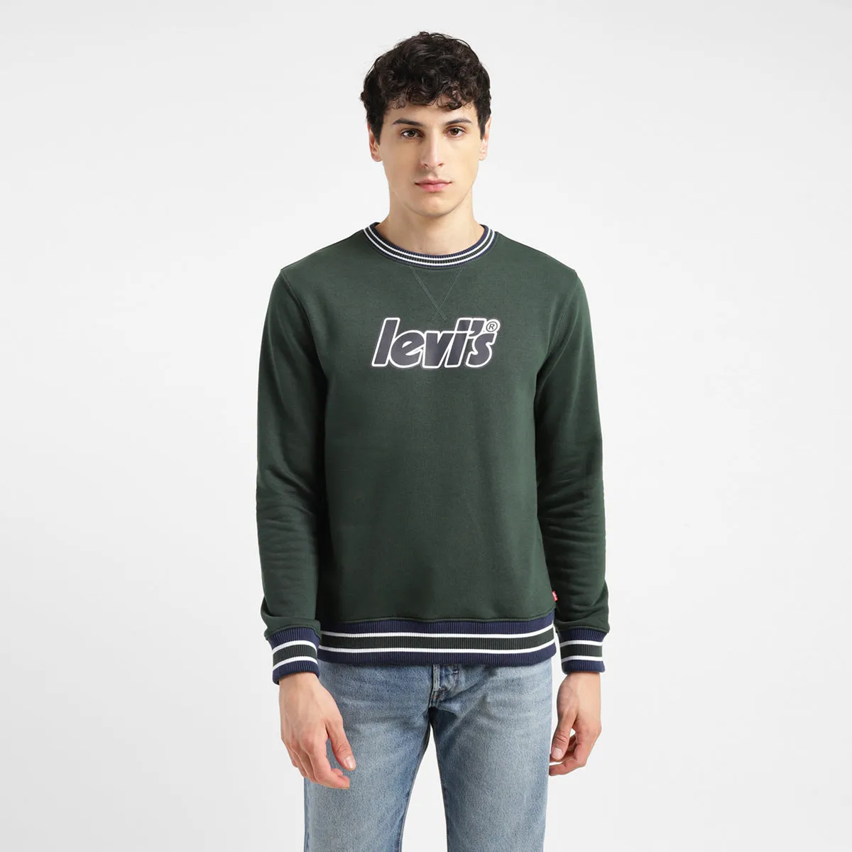 Men's Brand Logo Dark Crew Neck Sweatshirt