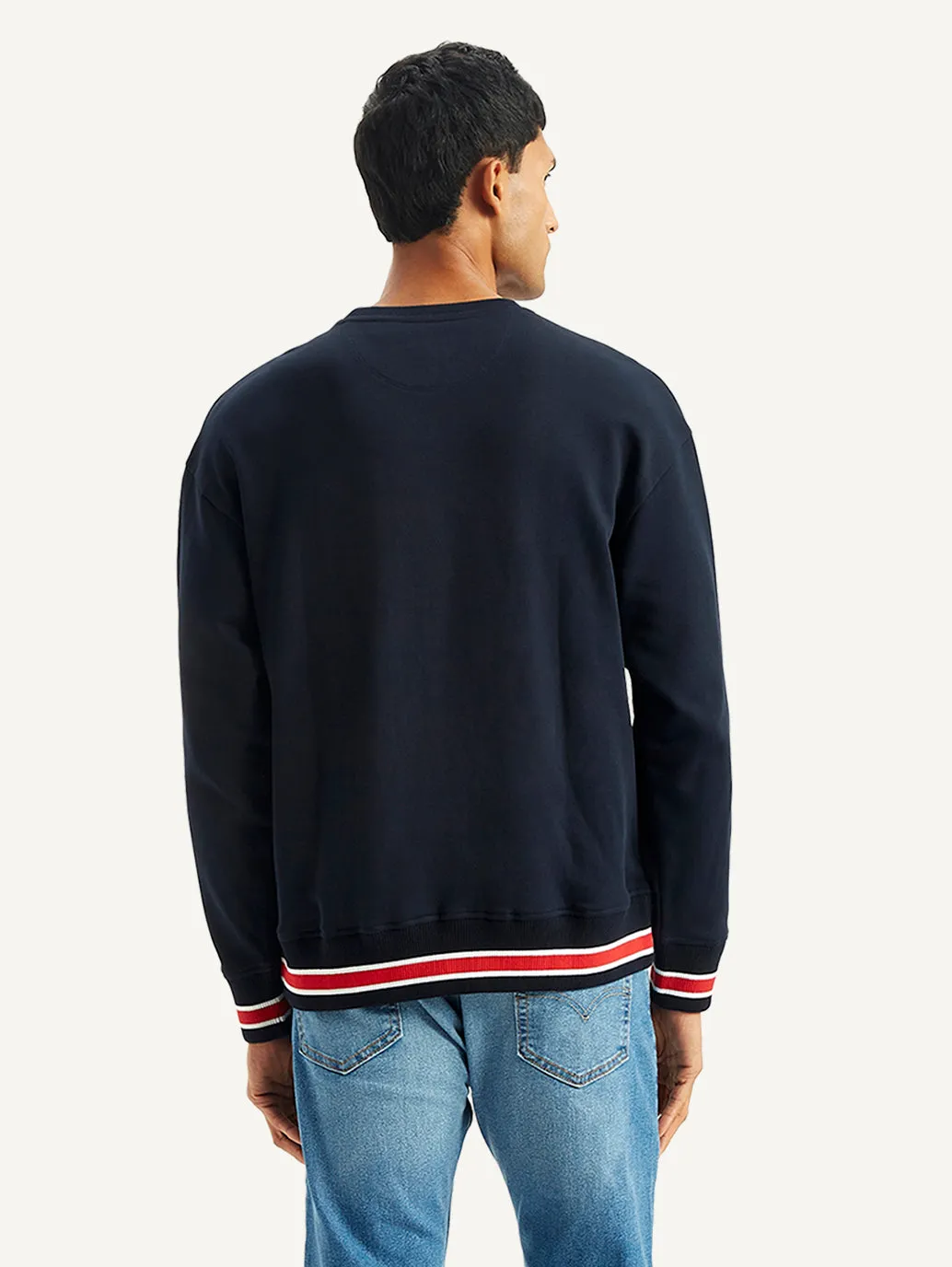 Men's Brand Logo Navy Crew Neck Sweatshirt