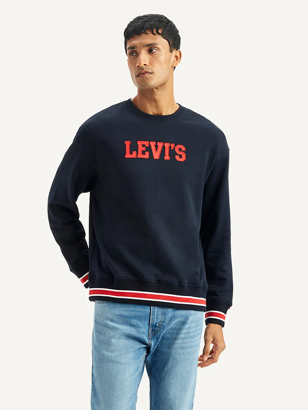 Men's Brand Logo Navy Crew Neck Sweatshirt