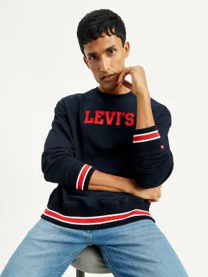 Men's Brand Logo Navy Crew Neck Sweatshirt