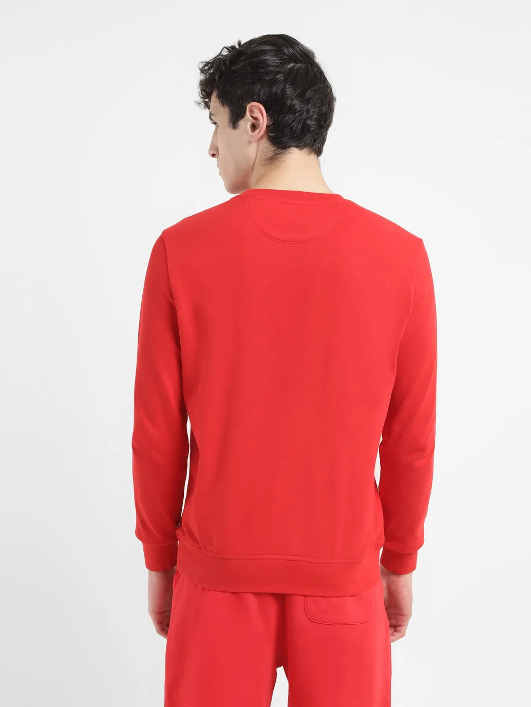 Men's Brand Logo Red Crew Neck Sweatshirt