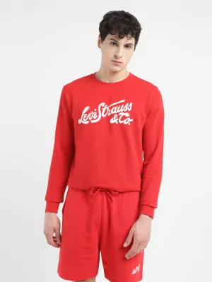 Men's Brand Logo Red Crew Neck Sweatshirt