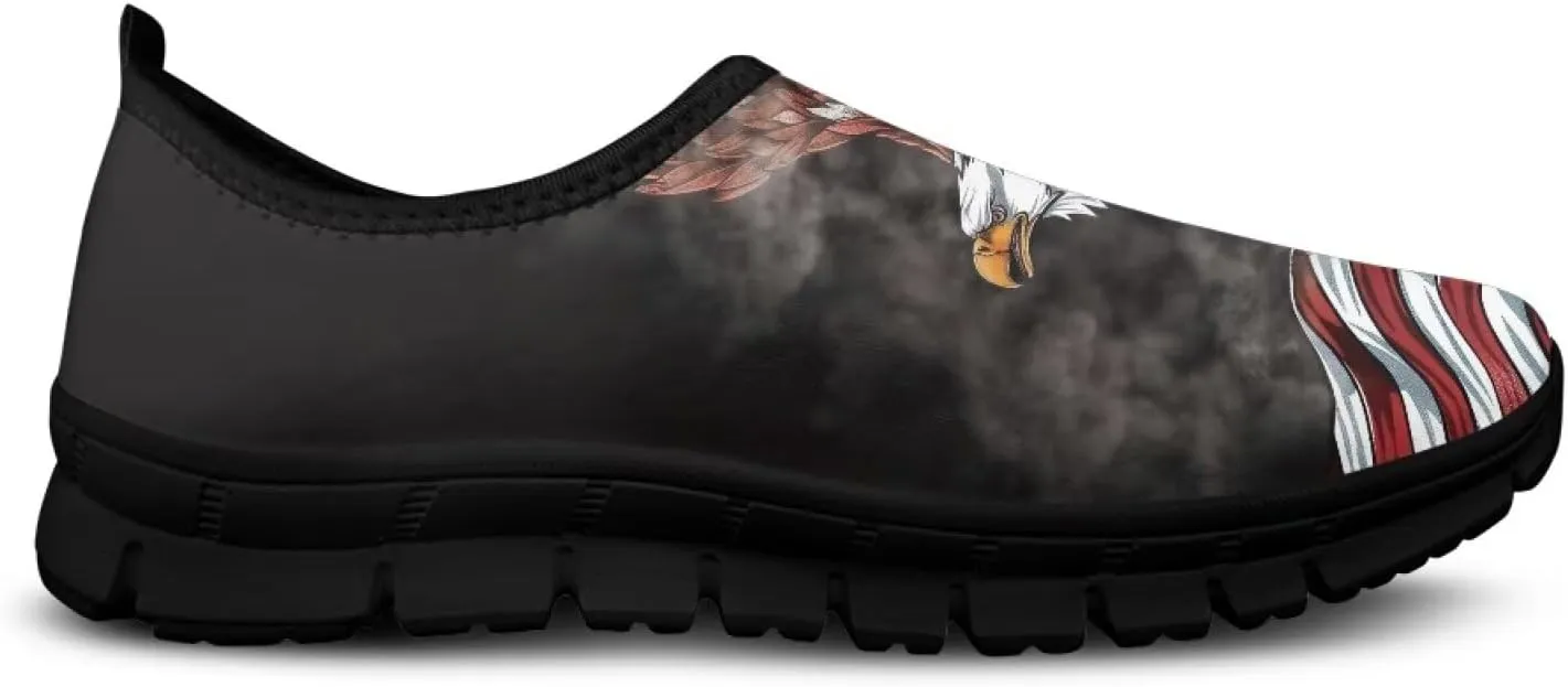 Men's Flats Leisure Sneakers Comfortable Slip On Work Shoe Lightweight Non Slip Walking Loafers Outdoor Black Sole