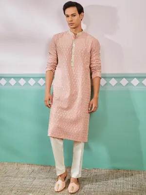 Men's Peach Rayon Kurta & Pyjama Set