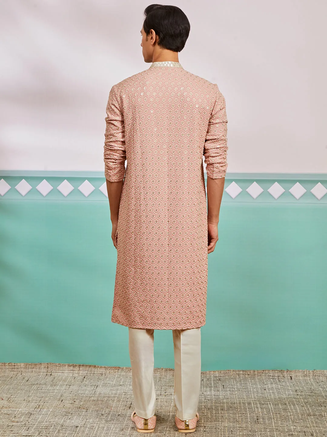 Men's Peach Rayon Kurta & Pyjama Set