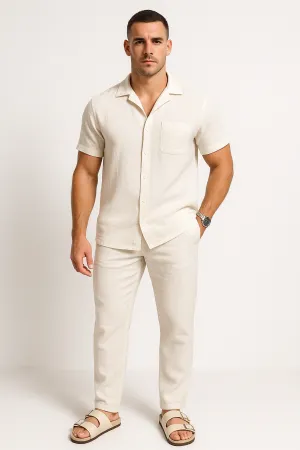Mens Shirt and Pants Set  Lightweight Cotton  Relaxed Fit  Short Sleeve Casual
