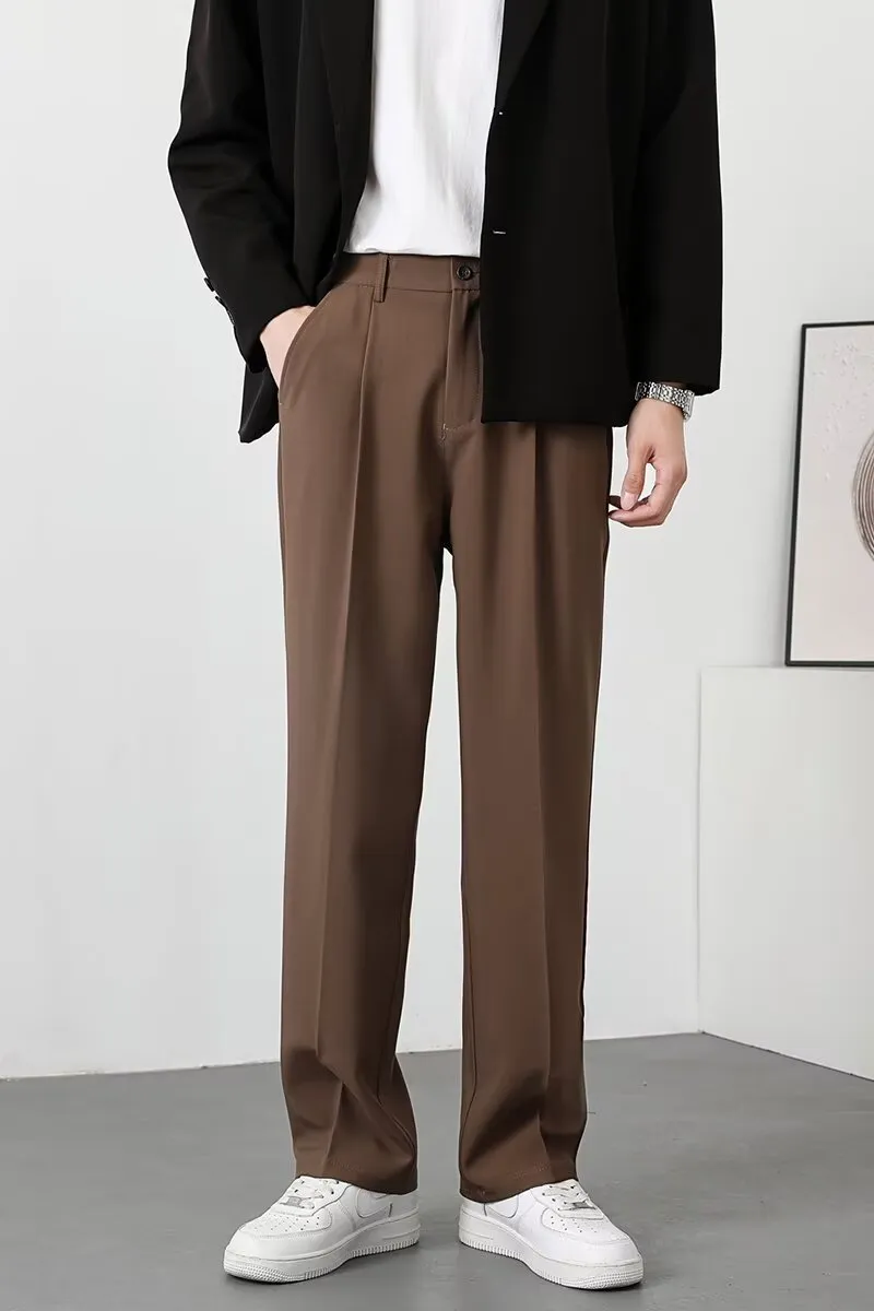 Mens Slim Fit Trousers  Lightweight Breathable Fabric  Ankle Length  Smart Casual
