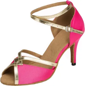 Minishion Comfortable Womens Ballroom Dance Shoe Ankle Strap Wedding Prom Sandals