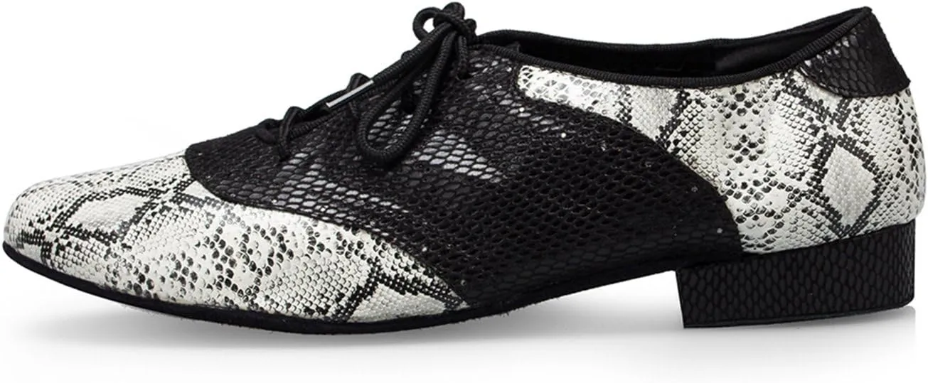 Minishion Men's TH040 Fashion Leopard Pleather Wedding Ballroom Latin Taogo Dance Shoes