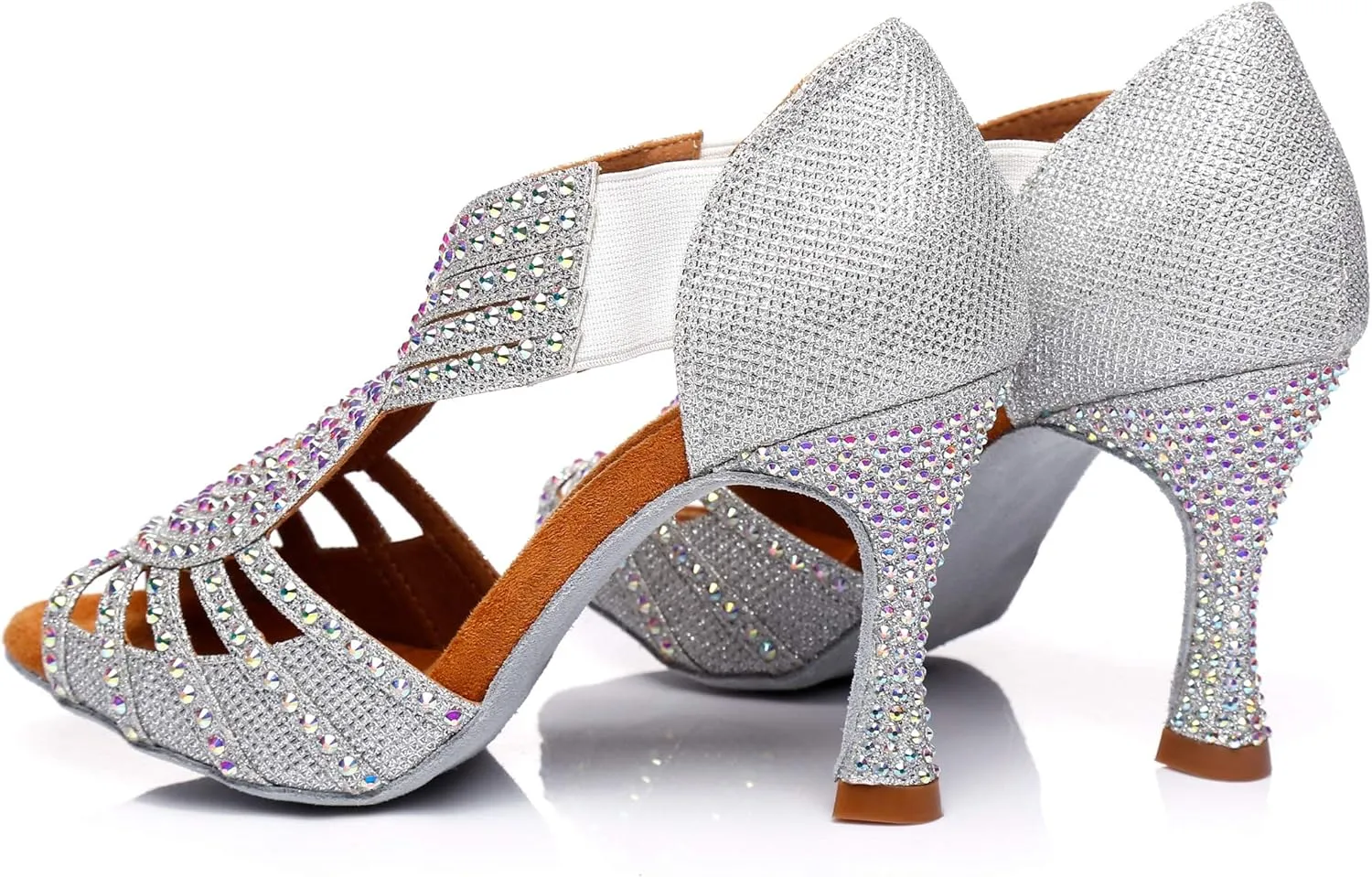 Minishion Women's Latin Salsa Slip-on Satin Dance Shoes Wedding Sandals L396