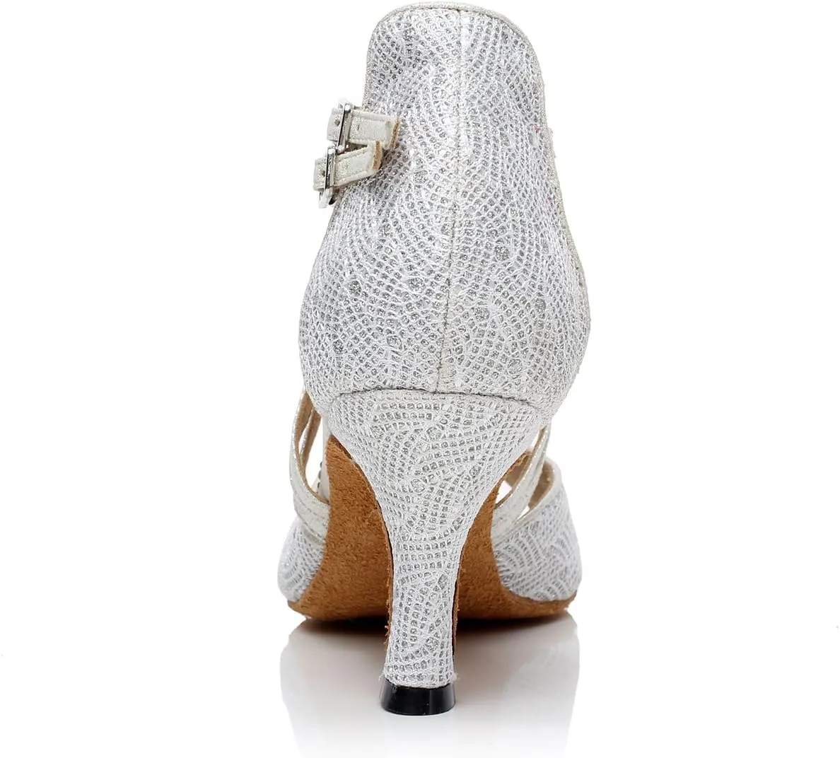 Minishion Women's Style QJ6210 Peep Toe Double Cross Strap Salsa Latin Ballroom Dance Shoes