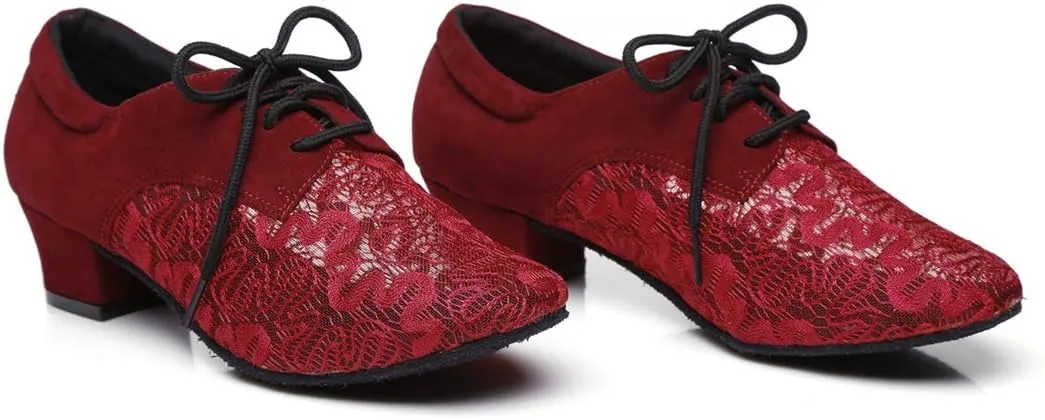 Minishion Women's Two-Tone 2" Low Heel Mesh Latin Salsa Dancing Pumps Evening Shoes