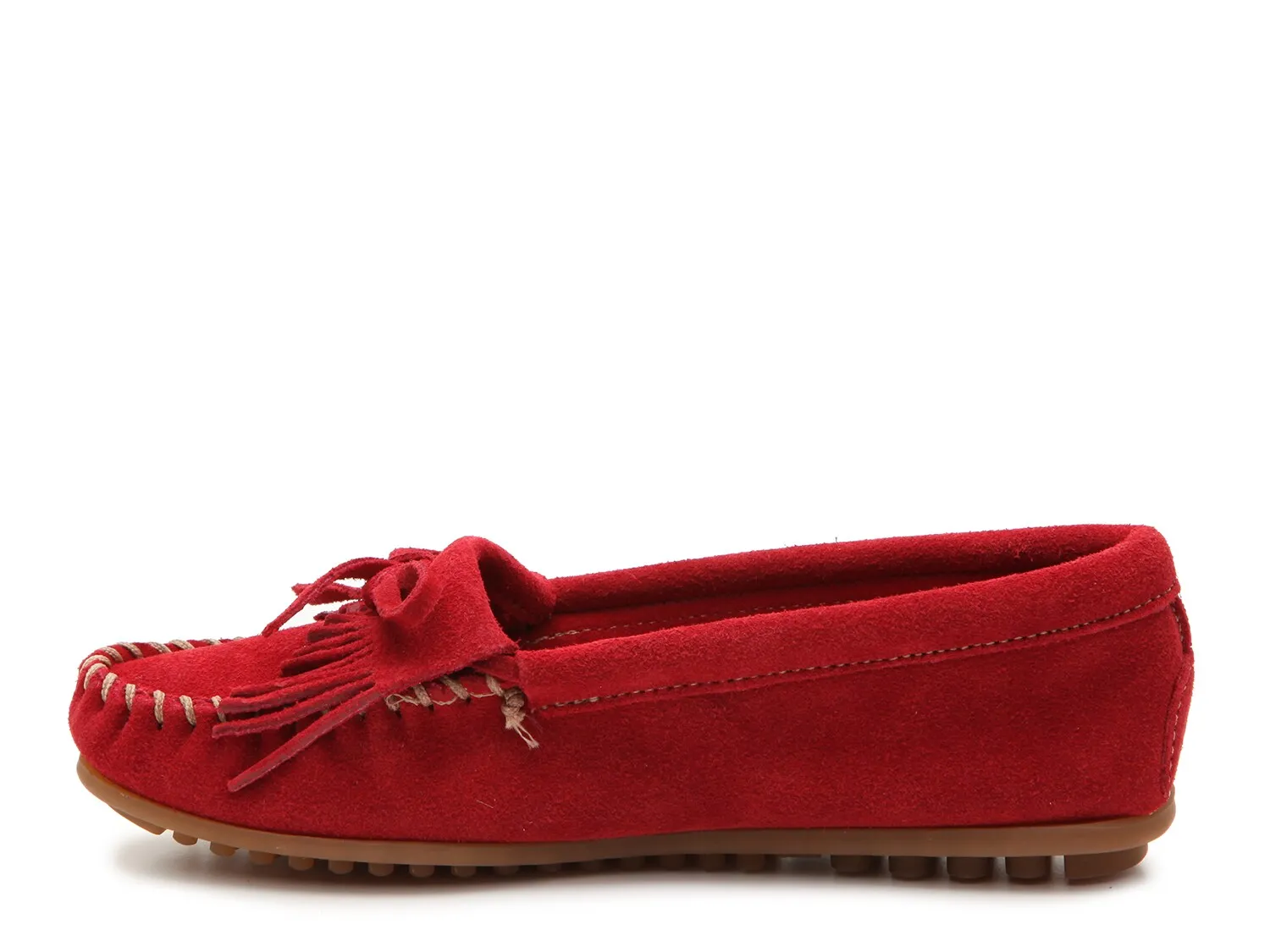 Minnetonka Kilty moccasins, red