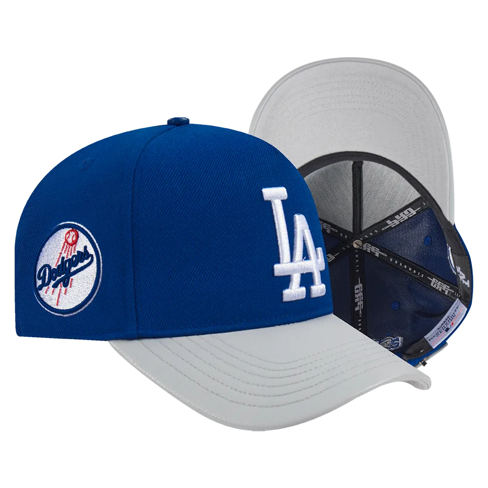 MLB LOS ANGELES DODGERS CITY RANSOM LEATHER PINCH FRONT STRAPBACK HAT (DODGER BLUE)