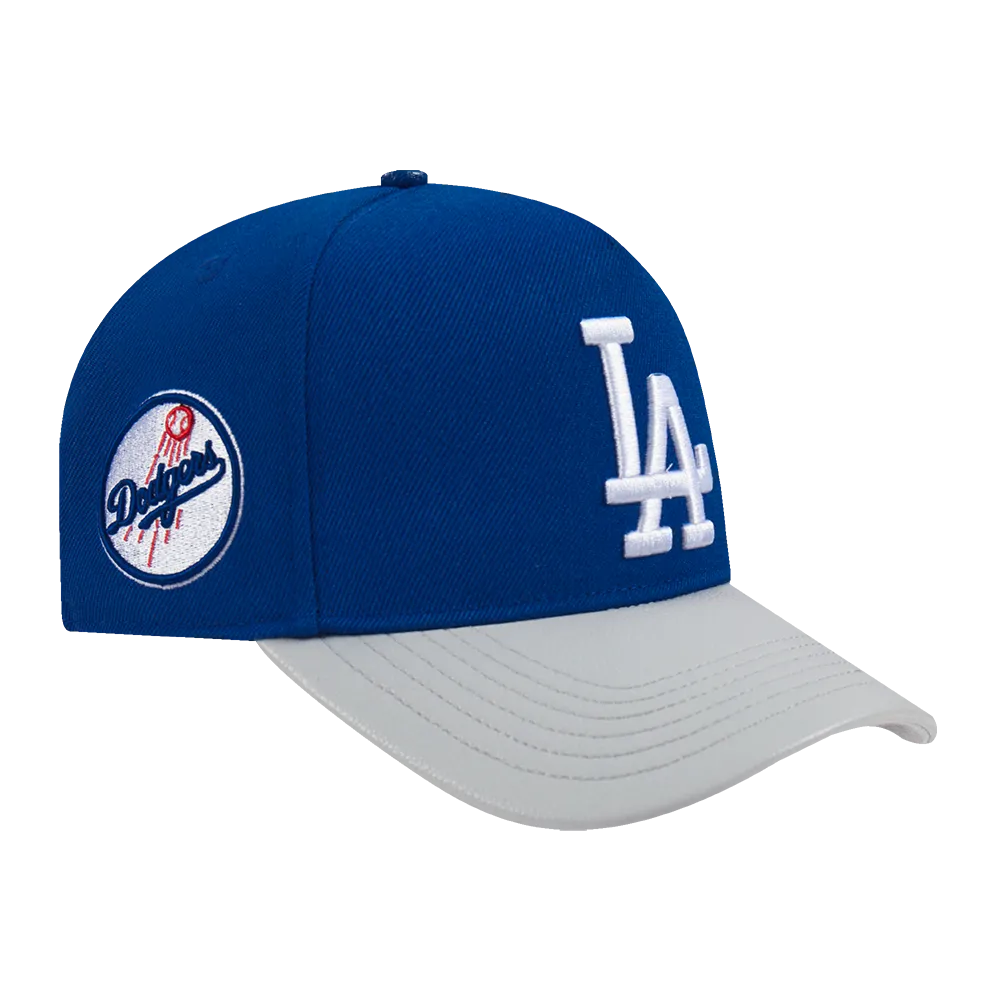 MLB LOS ANGELES DODGERS CITY RANSOM LEATHER PINCH FRONT STRAPBACK HAT (DODGER BLUE)
