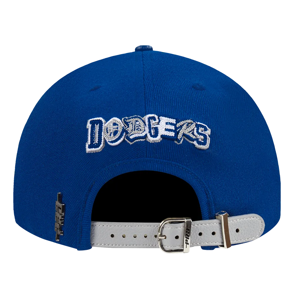 MLB LOS ANGELES DODGERS CITY RANSOM LEATHER PINCH FRONT STRAPBACK HAT (DODGER BLUE)