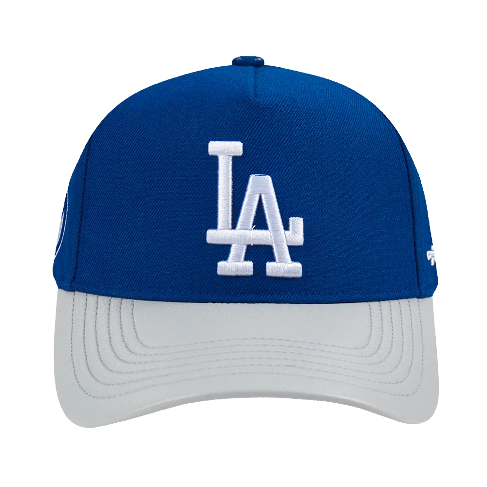 MLB LOS ANGELES DODGERS CITY RANSOM LEATHER PINCH FRONT STRAPBACK HAT (DODGER BLUE)