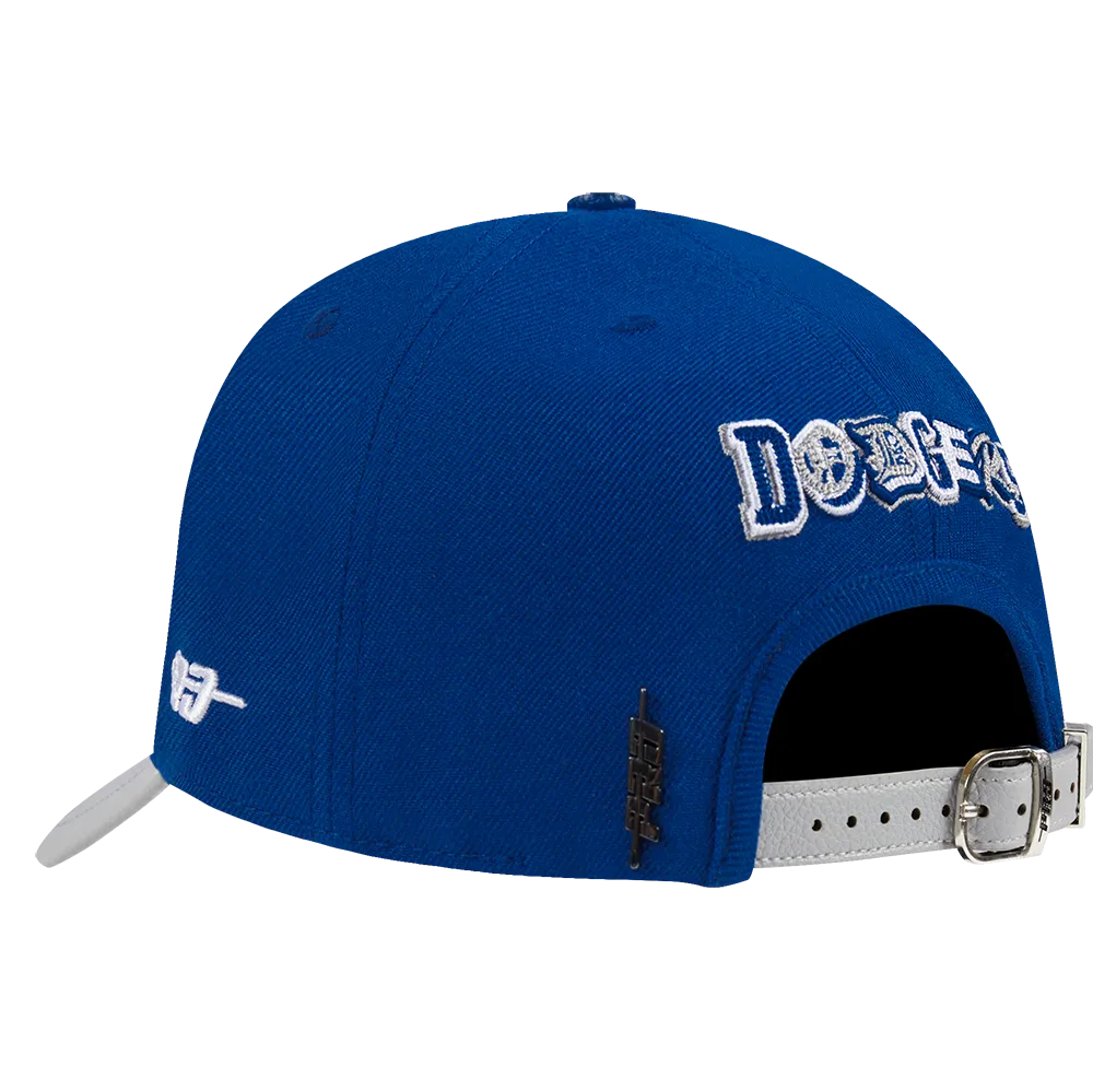 MLB LOS ANGELES DODGERS CITY RANSOM LEATHER PINCH FRONT STRAPBACK HAT (DODGER BLUE)
